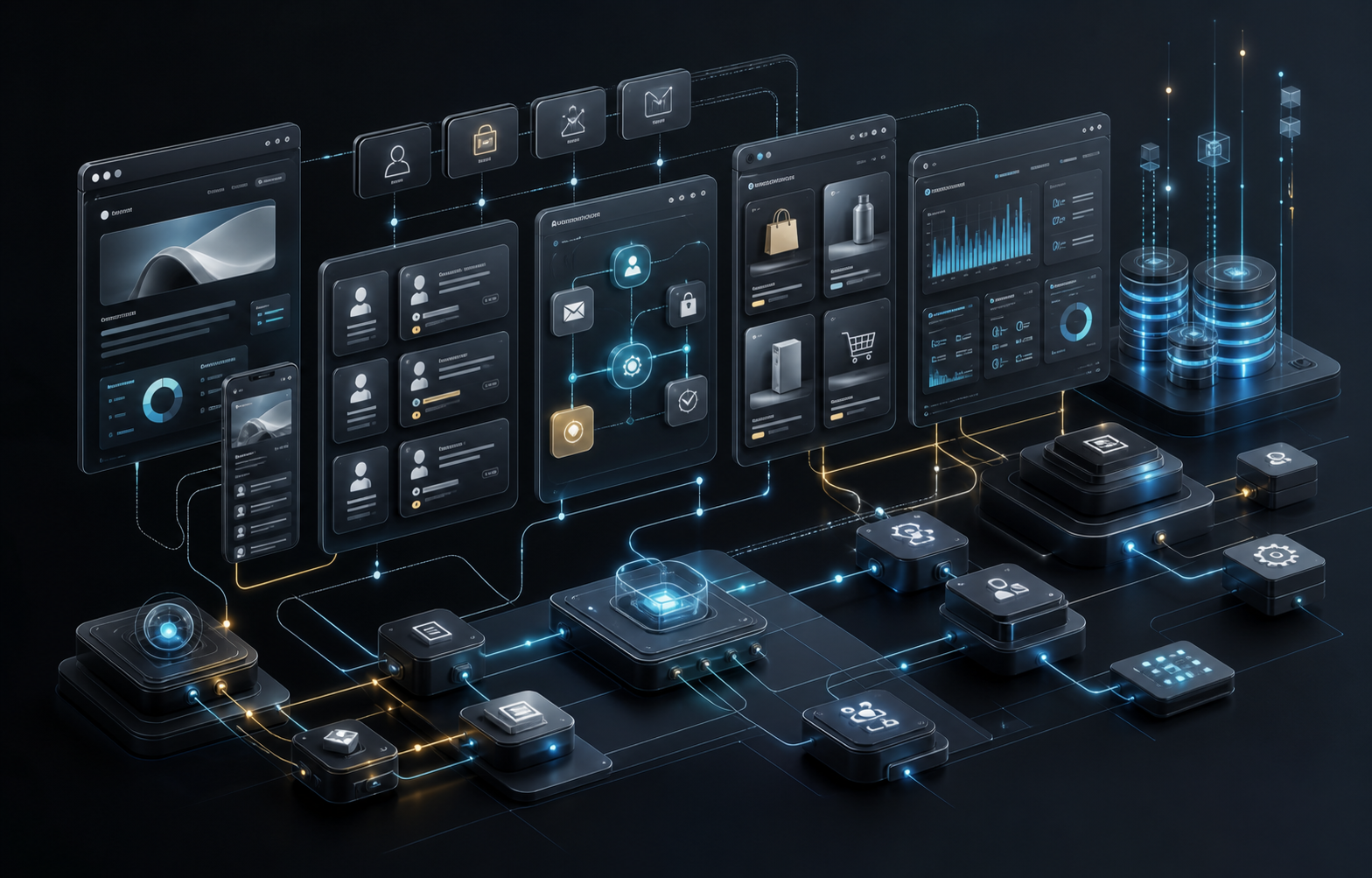 Visualizacion tecnologica de modulos de software conectados